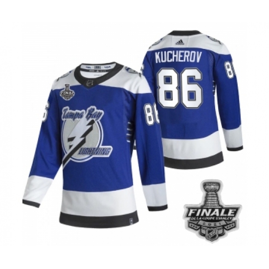 Men's Adidas Lightning 86 Nikita Kucherov Blue Home Authentic 2021 Stanley Cup Jersey