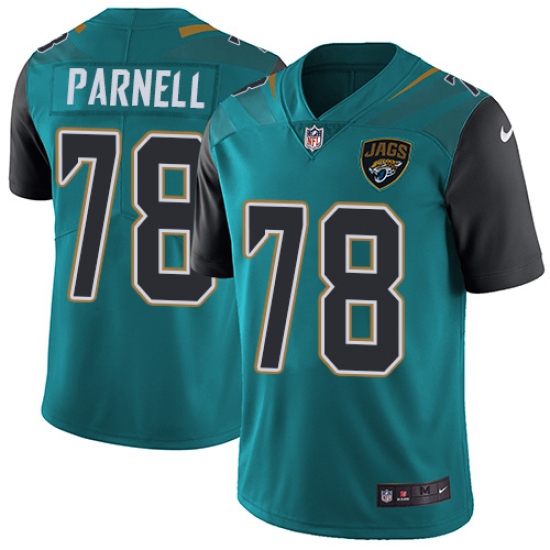 Men's Nike Jacksonville Jaguars 78 Jermey Parnell Teal Green Team Color Vapor Untouchable Limited Player NFL Jersey