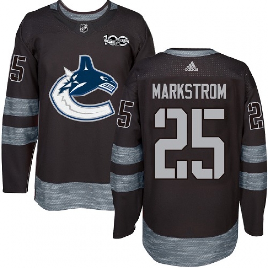 Men's Adidas Vancouver Canucks 25 Jacob Markstrom Authentic Black 1917-2017 100th Anniversary NHL Jersey