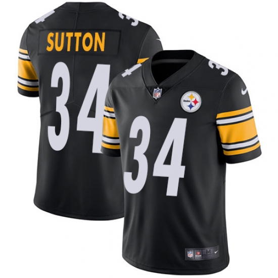 Youth Nike Pittsburgh Steelers 34 Cameron Sutton Black Team Color Vapor Untouchable Limited Player NFL Jersey