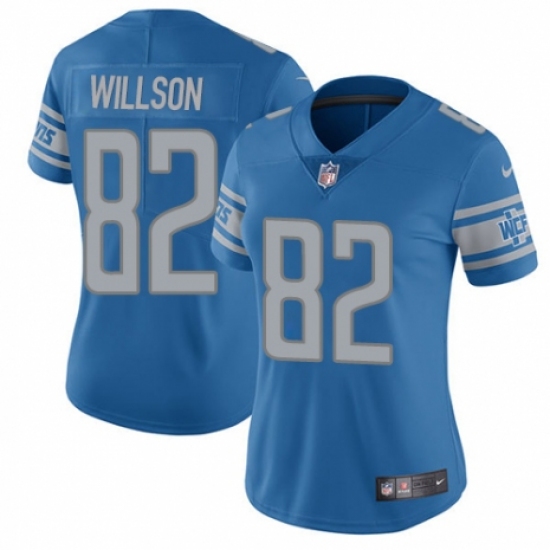 Women's Nike Detroit Lions 82 Luke Willson Blue Team Color Vapor Untouchable Elite Player NFL Jersey