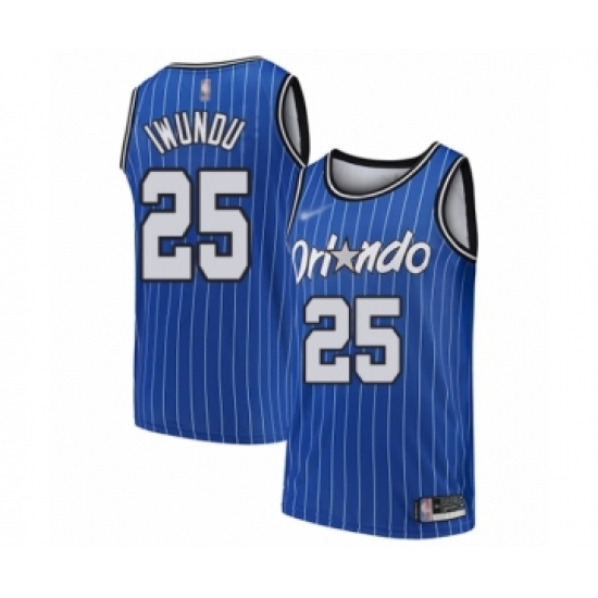 Men's Orlando Magic 25 Wes Iwundu Authentic Blue Hardwood Classics Basketball Jersey