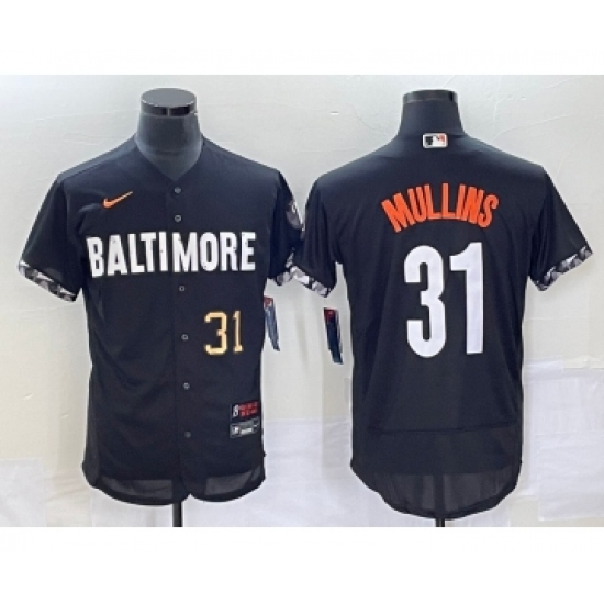 Men's Baltimore Orioles 31 Cedric Mullins Number Black 2023 City Connect Flex Base Stitched Jersey 2