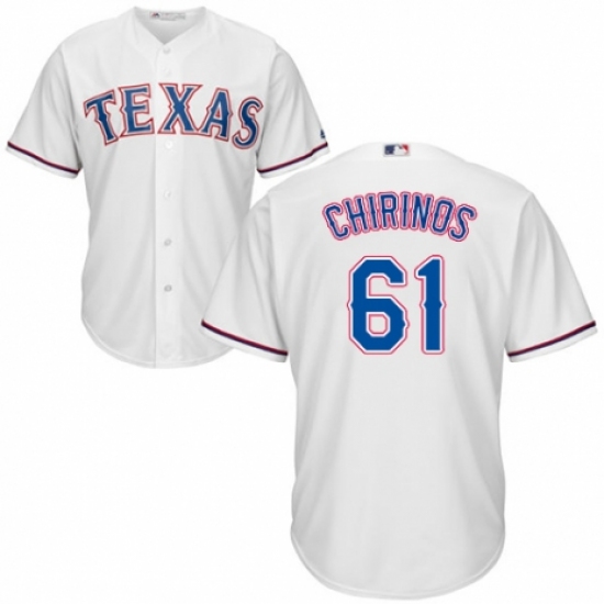 Youth Majestic Texas Rangers 61 Robinson Chirinos Authentic White Home Cool Base MLB Jersey