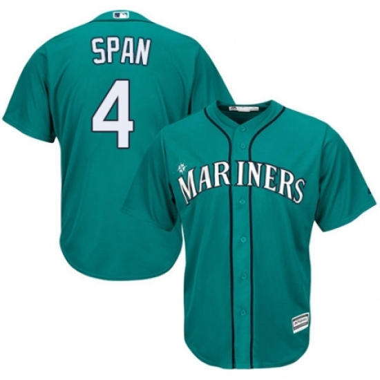 Youth Majestic Seattle Mariners 4 Denard Span Authentic Teal Green Alternate Cool Base MLB Jersey