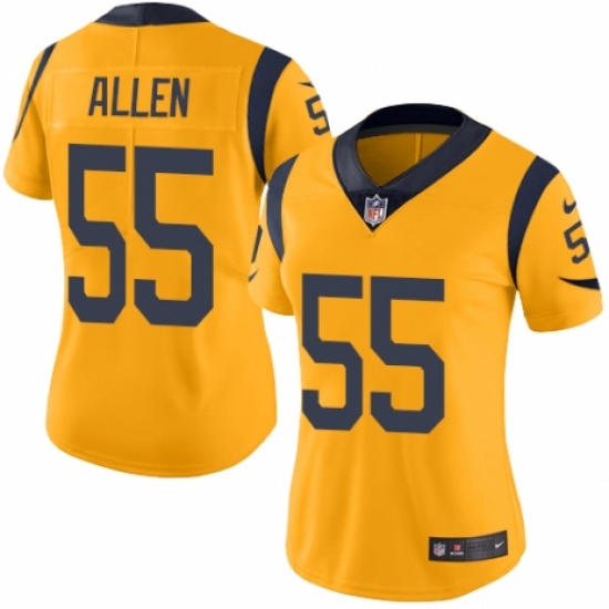 Women's Nike Los Angeles Rams 55 Brian Allen Limited Gold Rush Vapor Untouchable NFL Jersey