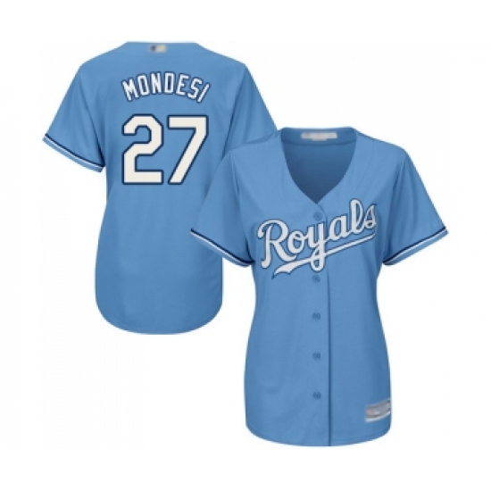 Women's Kansas City Royals 27 Raul Mondesi Replica Light Blue Alternate 1 Cool Base Baseball Jersey