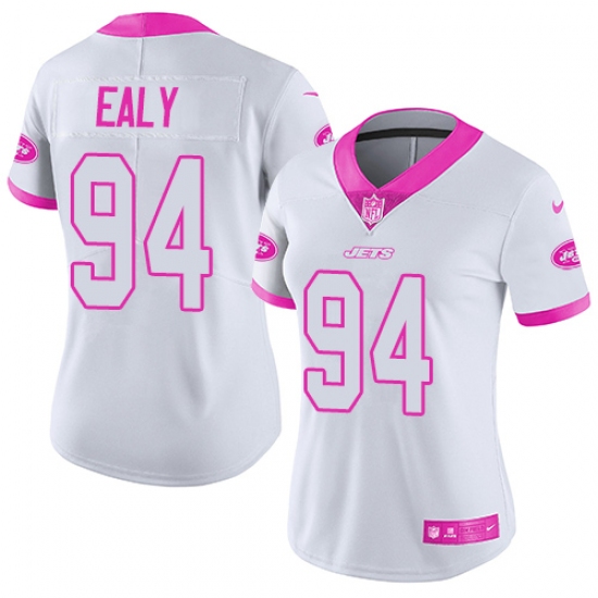 Women's Nike New York Jets 94 Kony Ealy Limited White/Pink Rush Fashion NFL Jersey