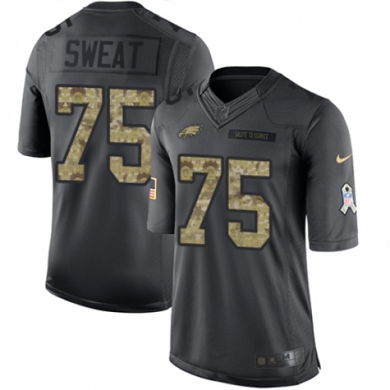Men's Nike Philadelphia Eagles 75 Josh Sweat Limited Black 2016 Salute to Service NFL Jersey