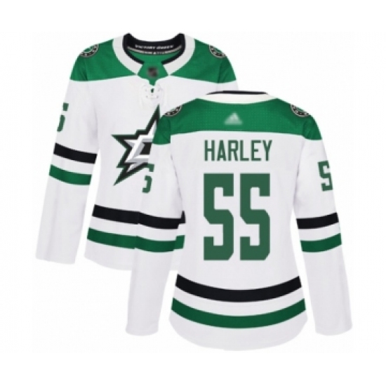 Women's Dallas Stars 55 Thomas Harley Authentic White Away Hockey Jersey