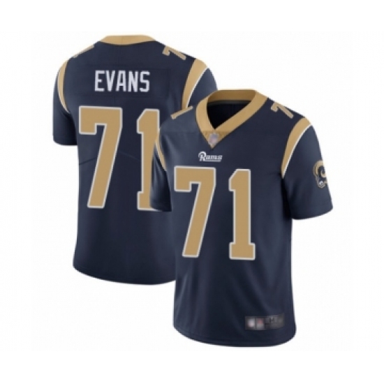 Men's Los Angeles Rams 71 Bobby Evans Navy Blue Team Color Vapor Untouchable Limited Player Football Jersey