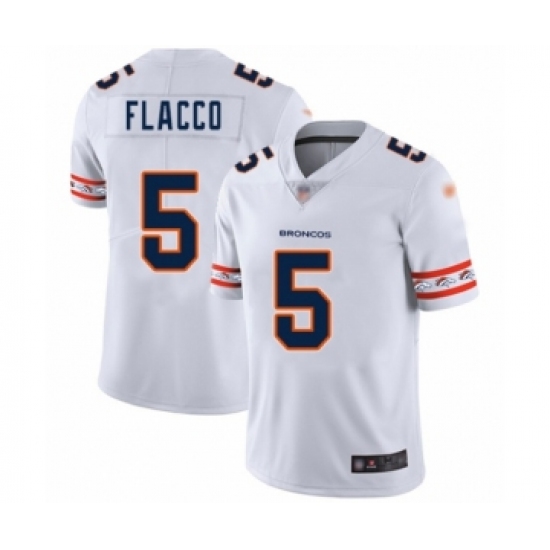 Men's Denver Broncos 5 Joe Flacco White Team Logo Fashion Limited Football Jersey