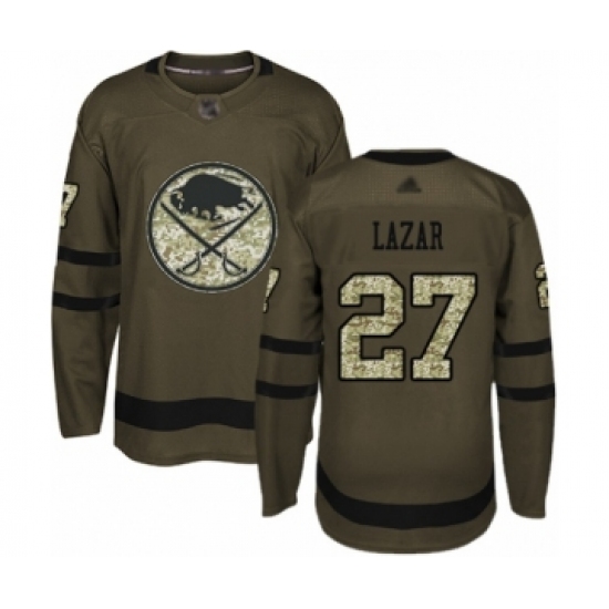 Youth Buffalo Sabres 27 Curtis Lazar Authentic Green Salute to Service Hockey Jersey