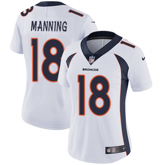 Women's Nike Denver Broncos 18 Peyton Manning White Vapor Untouchable Limited Player NFL Jersey