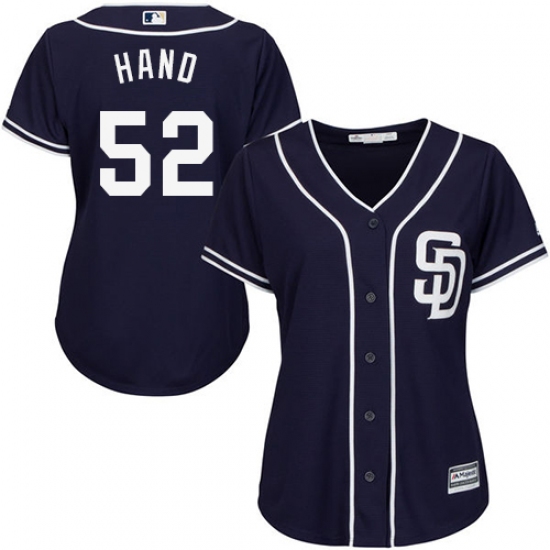 Women's Majestic San Diego Padres 52 Brad Hand Authentic Navy Blue Alternate 1 Cool Base MLB Jersey