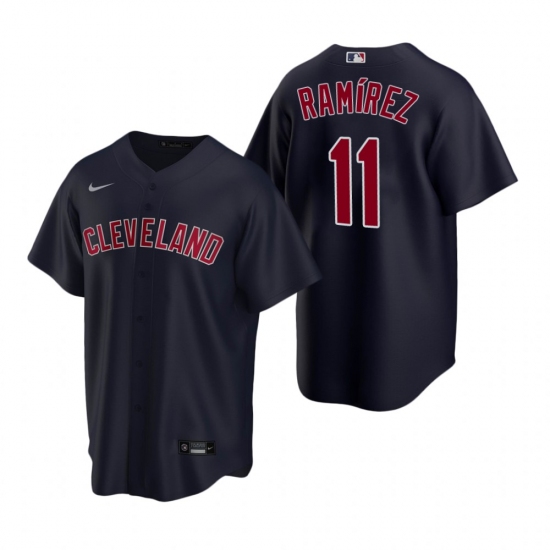 Men's Nike Cleveland Indians 11 Jose Ramirez Navy Alternate Stitched Baseball Jersey