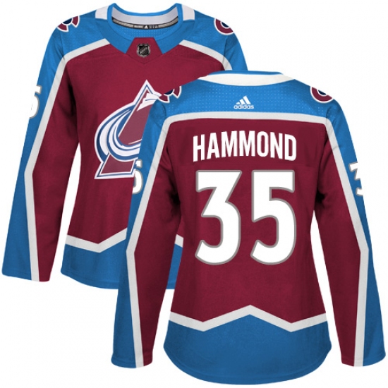 Women's Adidas Colorado Avalanche 35 Andrew Hammond Authentic Burgundy Red Home NHL Jersey