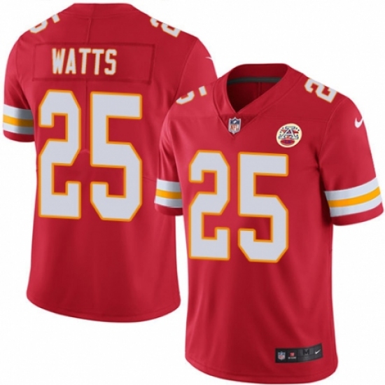 Men's Nike Kansas City Chiefs 25 Armani Watts Red Team Color Vapor Untouchable Limited Player NFL Jersey