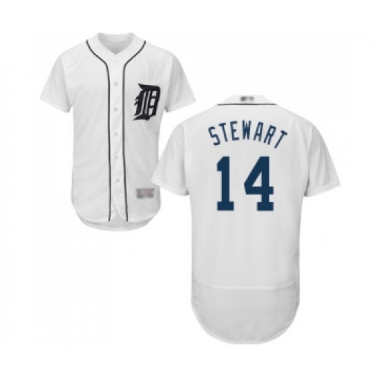 Men's Detroit Tigers 14 Christin Stewart White Home Flex Base Authentic Collection Baseball Jersey