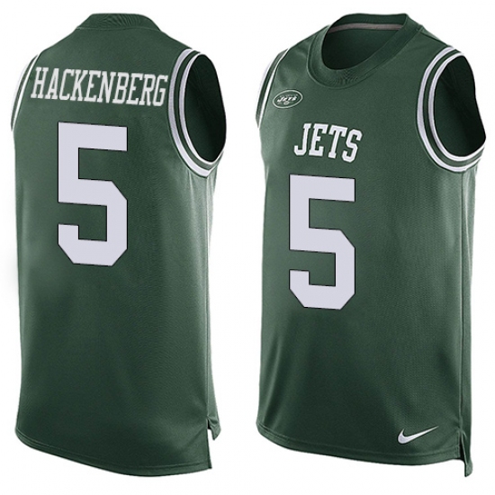 Men's Nike New York Jets 5 Christian Hackenberg Limited Green Player Name & Number Tank Top NFL Jersey