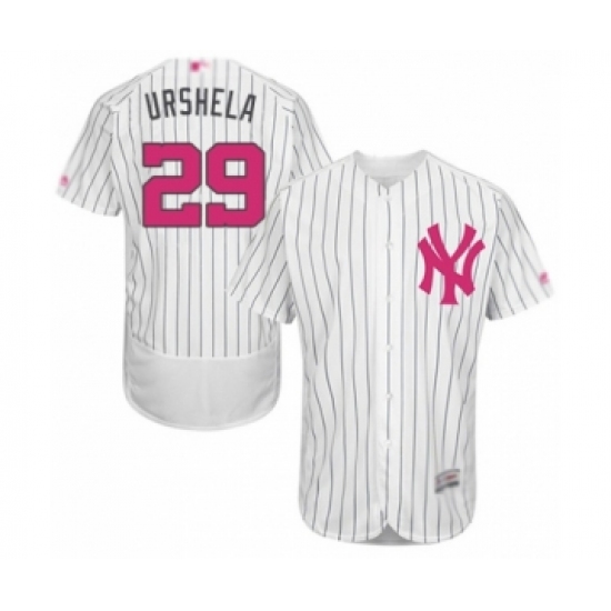 Men's New York Yankees 29 Gio Urshela Authentic White 2016 Mother's Day Fashion Flex Base Baseball Player Jersey