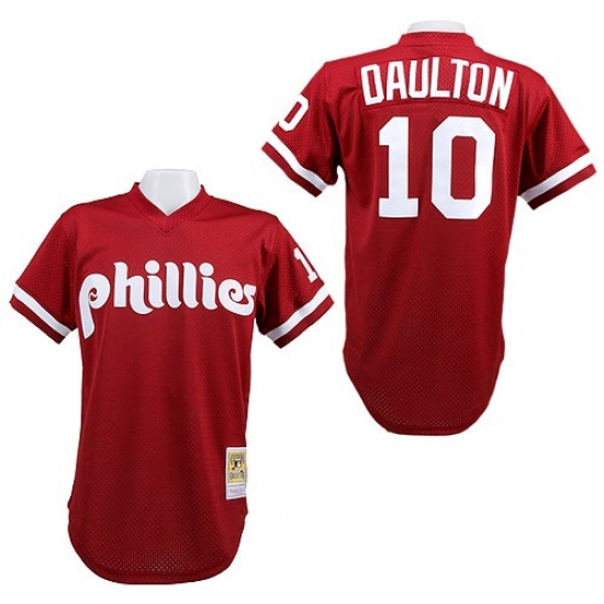 Men's Mitchell and Ness Philadelphia Phillies 10 Darren Daulton Authentic Red 1991 Throwback MLB Jersey
