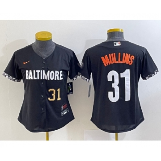 Women's Baltimore Orioles 31 Cedric Mullins Number Black 2023 City Connect Cool Base Stitched Jersey