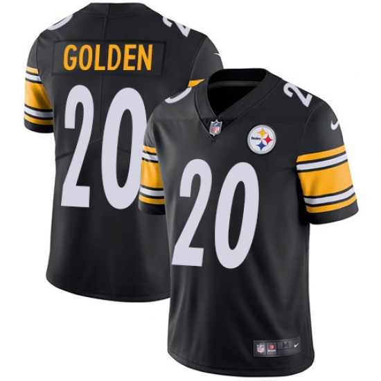 Men's Nike Pittsburgh Steelers 20 Robert Golden Black Team Color Vapor Untouchable Limited Player NFL Jersey