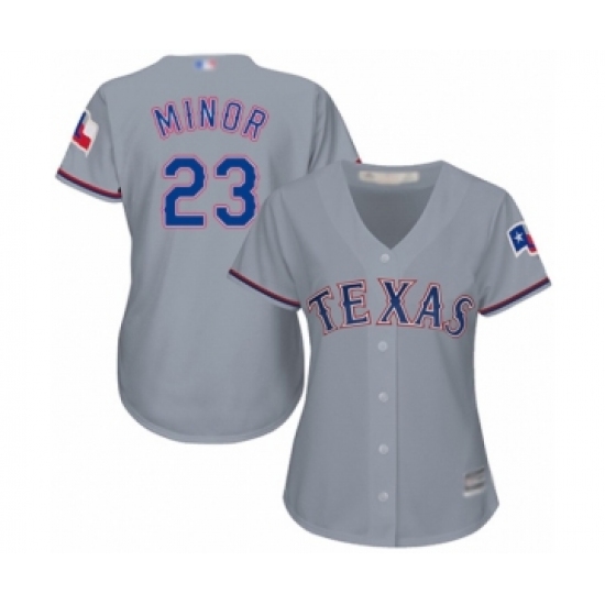 Women's Texas Rangers 23 Mike Minor Authentic Grey Road Cool Base Baseball Jersey