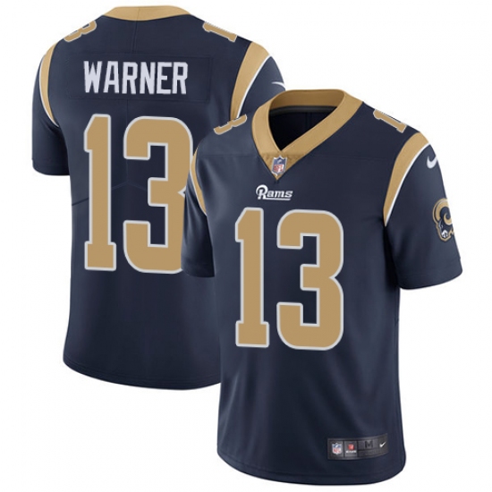 Youth Nike Los Angeles Rams 13 Kurt Warner Navy Blue Team Color Vapor Untouchable Limited Player NFL Jersey