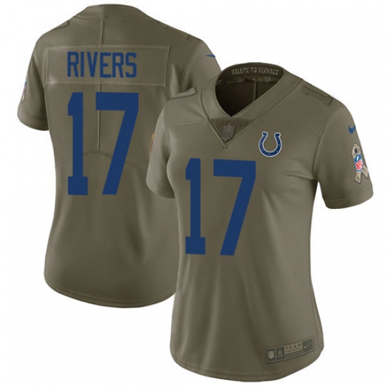 Women's Nike Indianapolis Colts 17 Philip Rivers Olive Stitched NFL Limited 2017 Salute To Service Jersey