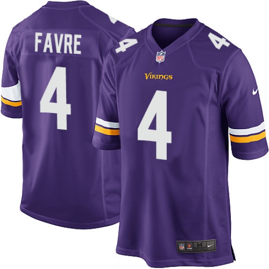 Men's Nike Minnesota Vikings 4 Brett Favre Game Purple Team Color NFL Jersey
