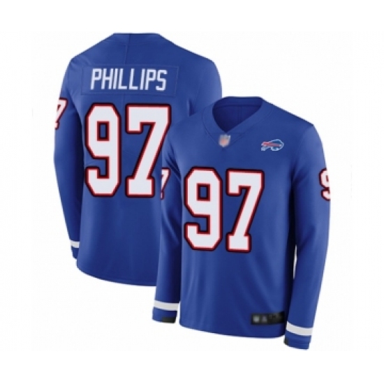 Men's Buffalo Bills 97 Jordan Phillips Limited Royal Blue Therma Long Sleeve Football Jersey