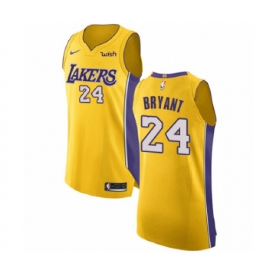 Men's Los Angeles Lakers 24 Kobe Bryant Authentic Gold Home Basketball Jersey - Icon Edition
