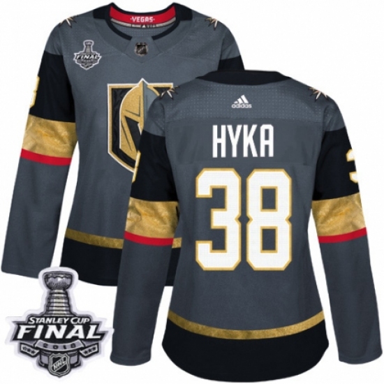 Women's Adidas Vegas Golden Knights 38 Tomas Hyka Authentic Gray Home 2018 Stanley Cup Final NHL Jersey