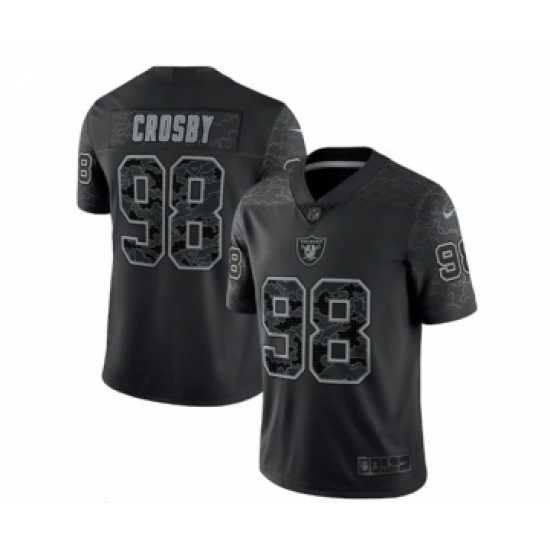 Men's Las Vegas Raiders 98 Maxx Crosby Black Reflective Limited Stitched Football Jersey