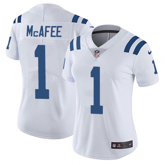 Women's Nike Indianapolis Colts 1 Pat McAfee White Vapor Untouchable Limited Player NFL Jersey