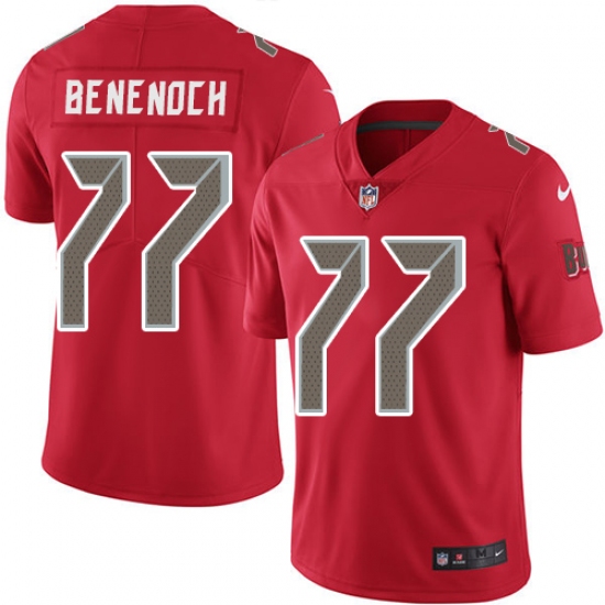 Men's Nike Tampa Bay Buccaneers 77 Caleb Benenoch Limited Red Rush Vapor Untouchable NFL Jersey