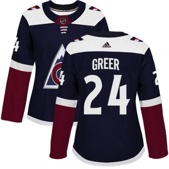 Women's Adidas Colorado Avalanche 24 A.J. Greer Authentic Navy Blue Alternate NHL Jersey