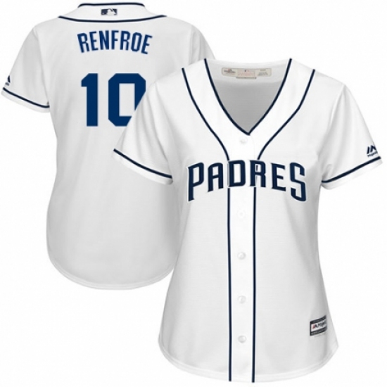 Women's Majestic San Diego Padres 10 Hunter Renfroe Authentic White Home Cool Base MLB Jersey