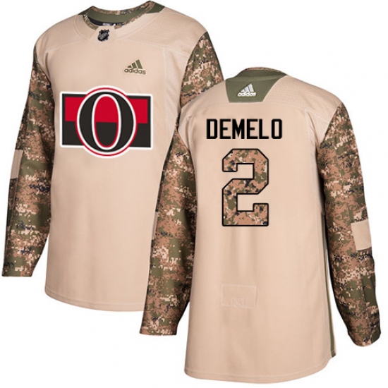 Men's Adidas Ottawa Senators 2 Dylan DeMelo Authentic Camo Veterans Day Practice NHL Jersey