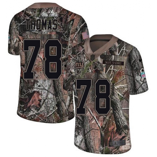 Men's New York Giants 78 Andrew Thomas Camo Stitched NFL Limited Rush Realtree Jersey
