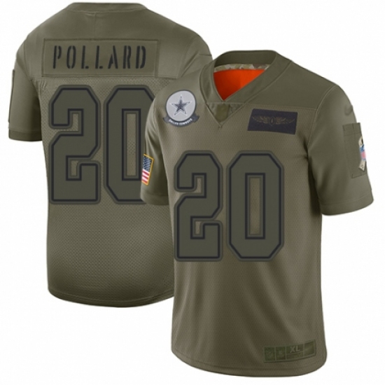 Men's Dallas Cowboys 20 Tony Pollard Limited Camo 2019 Salute to Service Football Jersey