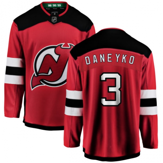 Men's New Jersey Devils 3 Ken Daneyko Fanatics Branded Red Home Breakaway NHL Jersey