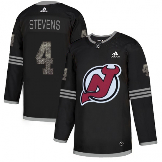 Men's Adidas New Jersey Devils 4 Scott Stevens Black Authentic Classic Stitched NHL Jersey