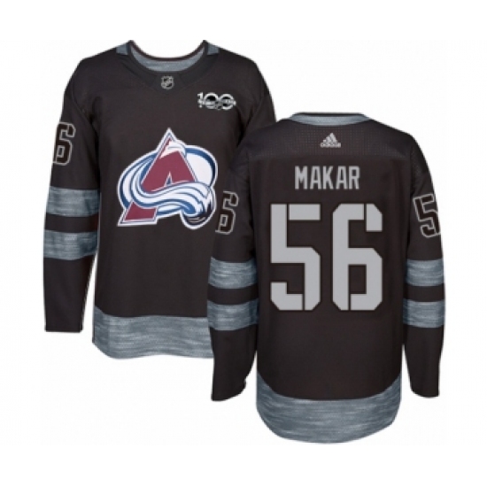 Men's Adidas Colorado Avalanche 56 Cale Makar Authentic Black 1917-2017 100th Anniversary NHL Jersey