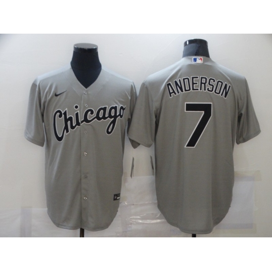Men's Majestic Chicago White Sox 7 Tim Anderson Grey MLB Jersey