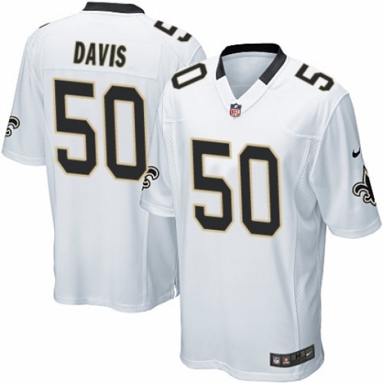 Men's Nike New Orleans Saints 50 DeMario Davis Game White NFL Jersey
