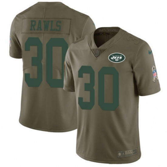 Men's Nike New York Jets 30 Thomas Rawls Limited Olive 2017 Salute to Service NFL Jersey