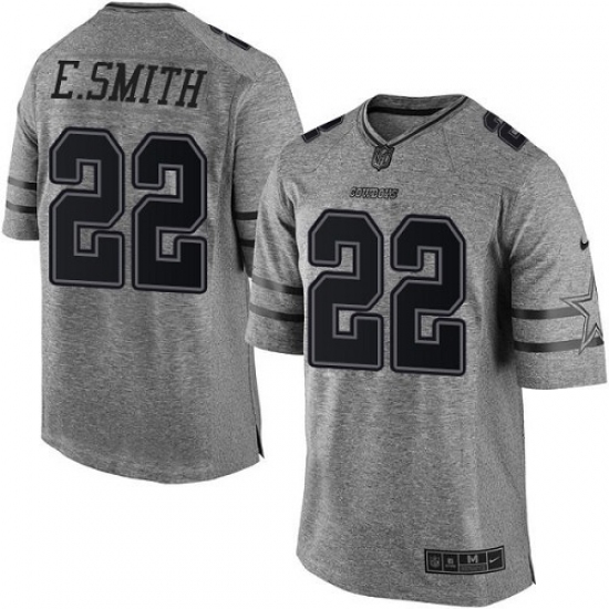 Men's Nike Dallas Cowboys 22 Emmitt Smith Limited Gray Gridiron NFL Jersey